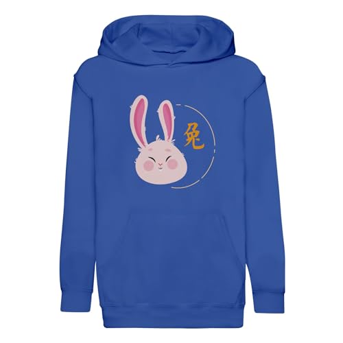 Sweat à capuche enfant lapin zodiaque chinois en coton bio pour le quotidien