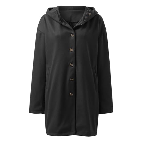 Fleece Jacket Women Casual Single Breasted Long Wool Coat With Hood Lightweight Dressy Cozy Trench Peacoat3