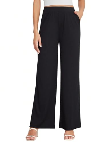 Women's Plus Size Wide Leg Palazzo Pants Elastic Waist Loose Trousers