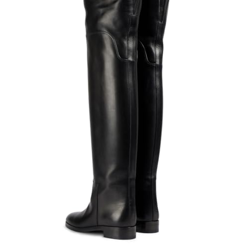 YDN Womens Round Toe Wide Calf Flats Over the Knee Boots Elastic Pull On Low Heel Thigh High Boots Sexy Prom Nightclub Shoes Size 4-16 US2