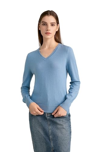 State Cashmere ST3211 Women’S Essential V-Neck Sweater 100% Pure Cashmere Classic Long Sleeve Pullover  cover