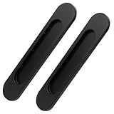 Tiradores Ovalados Autoadhesivos Puerta Correderas, Empotrada Ranurada Mango Aleación Aluminio 2 Piezas para Gabinete Cocina Ventanas Armario (Negro)