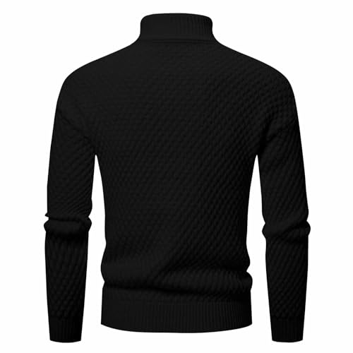 Men Casual Solid Color Fall Winter Warm Sweater Retro Geometry Texture Sweaters Long Sleeve High Neck Sweaters2