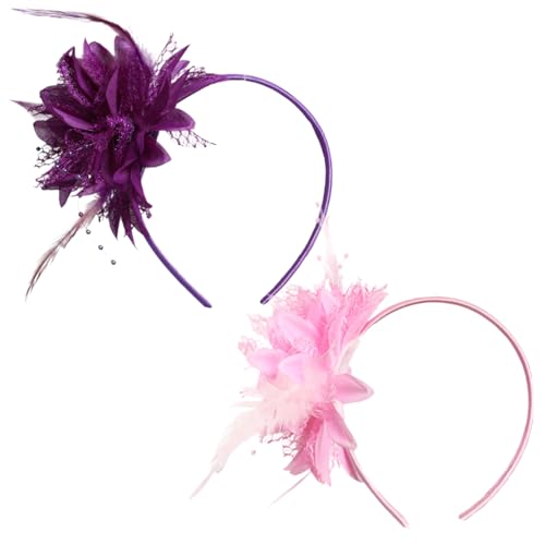 SAIIURV 2 Piezas Fascinators Sombrero, Diadema de Plumas con Flores Artificiales, Tocados de Pelo Boda, Fascinators for Women, para Fiesta Iglesia Boda