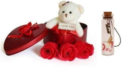 Merlin Delhi Design Artificial Flower, Soft Toy, Showpiece, Message Pills Gift Set (RED Box)