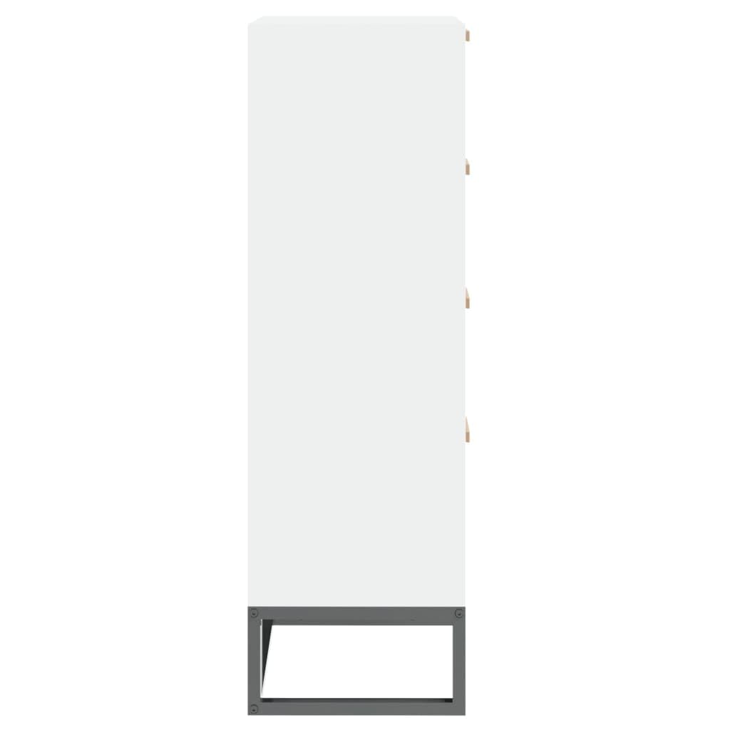 Tabla alta blanca de 40 x 30 x 95 cm de madera con cajones y patas de hierro para mayor estabilidad, solución de almacenamiento y diseño de espacio vital, muebles de almacenamiento versátiles