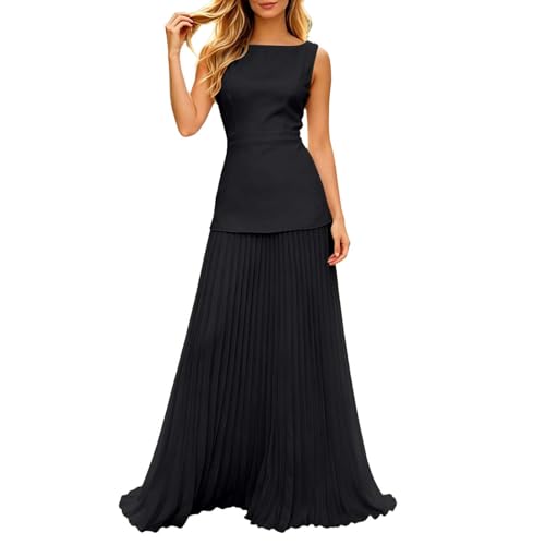 Robe de cocktail deux pièces sans manches jupe maxi haute respirante