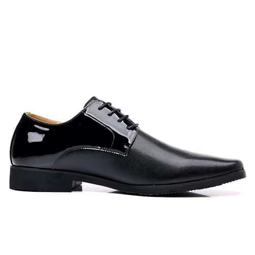 Men's Classic Oxford Dress Shoes, Black Patent Leather, Lace-up Design3