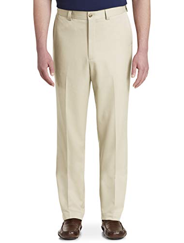 Oak Hill by DXL Men's Big and Tall Microfiber Waist-Relaxer Pants New Khaki 40 x 36