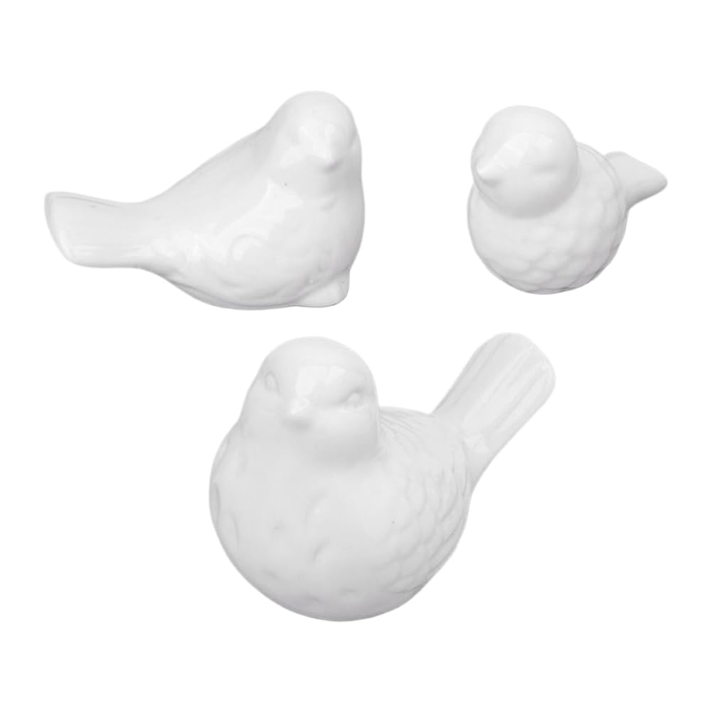 DICOSMETIC 6 statuette di uccelli in porcellana con 3 stili di uccelli in ceramica bianca, ornamenti per uccelli in ceramica, piccole statue di animali, decorazioni per la casa per armadietti