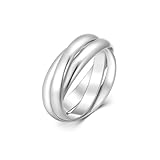 EVE'S ADDICTION Sterling Silver Triple Roll Russian Wedding Ring, ring sizes 10 - Women's Sterling Silver Rings - Alternative Wedding Ring - Commitment Promise Rings - Gifts for Her