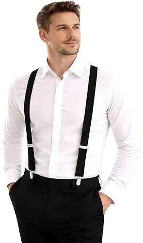 Dibi Black Suspenders for Men, Suspenders Women, Adjustable Y Back Halloween Costume Suspenders (Black)