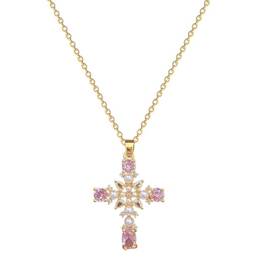 Collier croix de perles TABOJS personnalisé en acier inoxydable fin pour fille