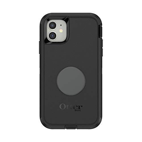 Otter + Pop for iPhone 11: OtterBox Defender Series Case with PopSockets Swappable PopTop - Black and Aluminum Space Grey