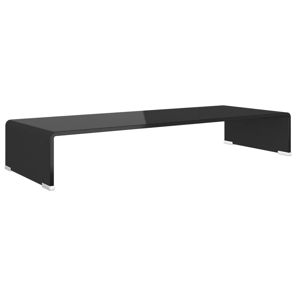 Vidaxl Black Tv Stand/Monitor Riser Tv Console Unit Entertainment Centre Glass