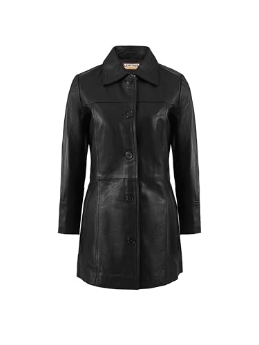 Leather Artist Women’s Lambskin Leather Car Coat – Classic 3/4 Length Style Overcoat (LA-Car.C.Wo.-Blk-L)