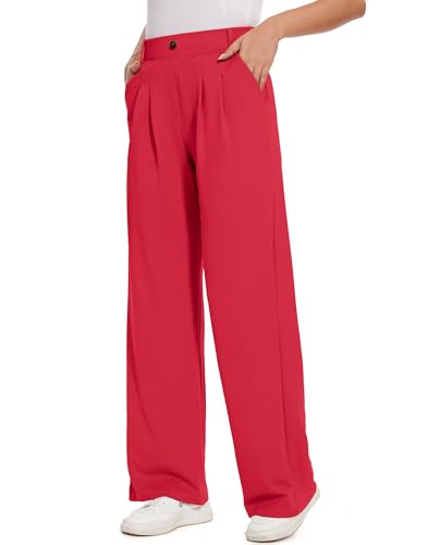 M MOTEEPI Women's Wide Leg Dress Pants Work Pants Pull on Business Casual Office Trousers Slacks 29"/31"2