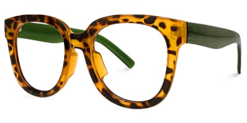 Image of Zeelool Unisex Retro Oversized Square Blue Light Blocking Glasses Harrell ZOP049594-07 Tortoise