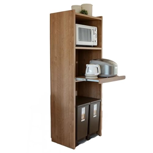 幅60cm ゴミ箱もスッキリ収納ハイタイプラック KR-1760R (ブラウン木目) 日本製 ≪寄付者様組み立て品≫ [H-18807_02]