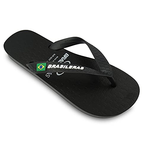BRASILERAS Tongs Homme Femme Antidérapantes Confortables Chaussures de Plage/Piscine/urbaines Noir 40/41 EU