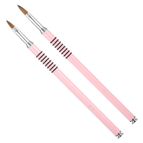 Prasacco 2 Packs Acrylic Nail Brush for Nails Art Nail Art Brush Set Acrylic Kolinsky Nail Brush 3D Nail Art Flower Brush Acrylic Manicure Brush for Women Acrylic Application(Pink)