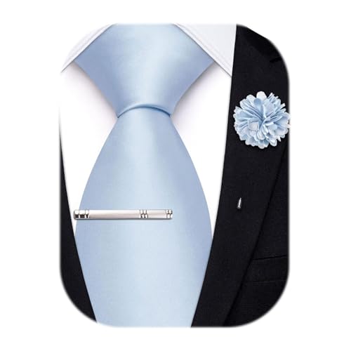 Image of Hi-Tie Men's Extra Long Solid Satin Tie Set 63 Inch /70 Inch Formal Necktie