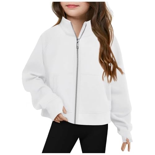 Sweatshirts for Teen Girls Cute Fleece Zip Up Hoodies Pullover with Thumb Hole Loose Preppy Wear Casual Girl Clothes