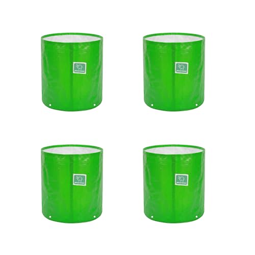 Image of GREENSHEEP HDPE Grow Bag Heavy Duty 260 GSM Round Plants Flower Growing Bags Floor Standing Mount Type for Home Garden Balcony Terrace Kitchen Nursery (Green, 24x18 inch, Pack of 4)