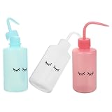 Mipcase Lot de 3 Flacons Lave-cils Souples 250 Ml, Bouteilles de Lavage pour Tatouage Embout Coudé, Pulvérisateurs Précis pour Soins Beauté et Jardinage Intérieur, Transparent, Rose