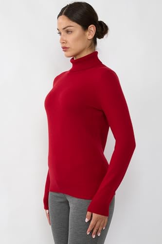 Image of JENNIE LIU Women's 100% Pure Cashmere Long Sleeve Pullover Turtleneck Sweater