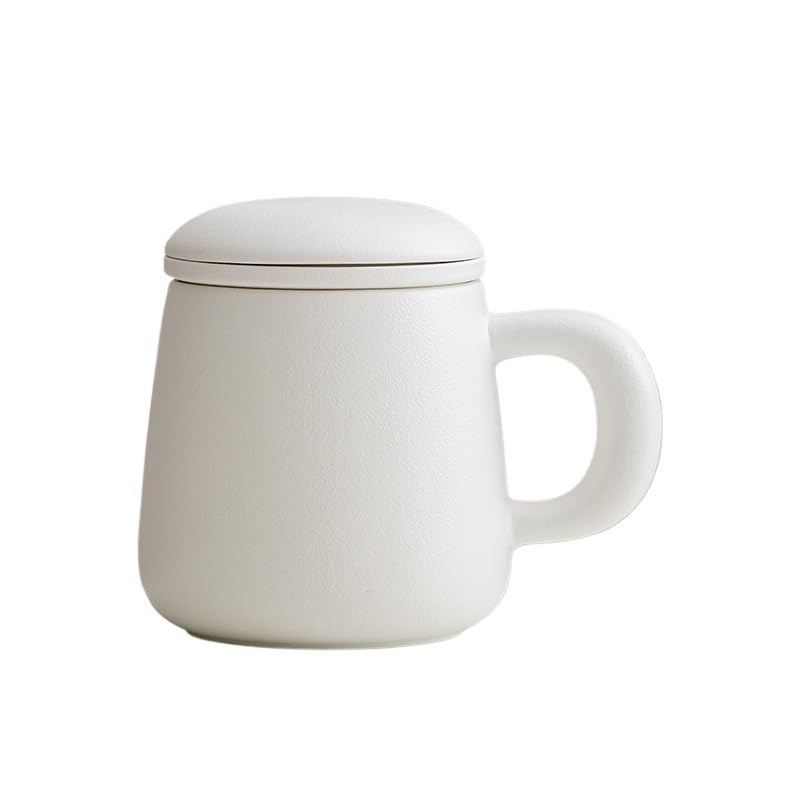 Tasse à thé Tasse à thé simple et moderne en céramique jaune crème, avec couvercle et filtre, idéale for le bureau et la maison Récipient de trempage(B)