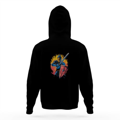 Vintage Medieval Knight Armor Sword Shield Hoodies for Teen Girls Boys Lightweight Kangaroo Pocket Sweatshirt4