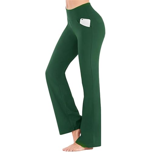 Generico Leggins Mujer Deportivos Fitness, Pantalones de Zampa Seamless Yoga Pants Fared Elásticos Medias Cintura Alta Leggins Casual Booty Pantalón Pierna Ancha Bootcut para Running Deportivo