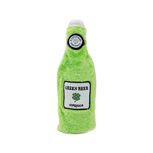 ZippyPaws Happy Hour Crusherz - Zippy Paws Dog Toy for Large and Small Dogs, Crinkle Dog Toy with No Stuffing, Squeaky Dog Toy Pack of 1, St. Patrick's Green Beer