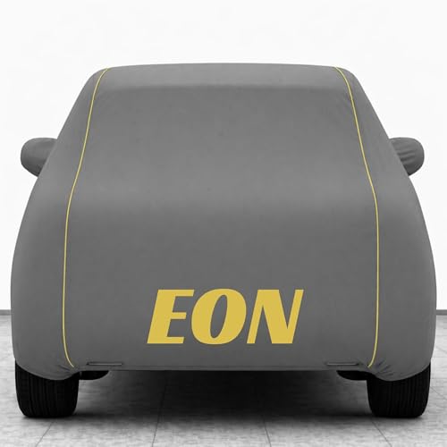 Image of Kings of Cover New Grey 100% Waterproof Eon Car Cover | Polyester Car Body Cover for Rain & Sun | UV Protection, Dustproof, Scratch Resistant, Windproof, Heat Resistant, Custom Fit