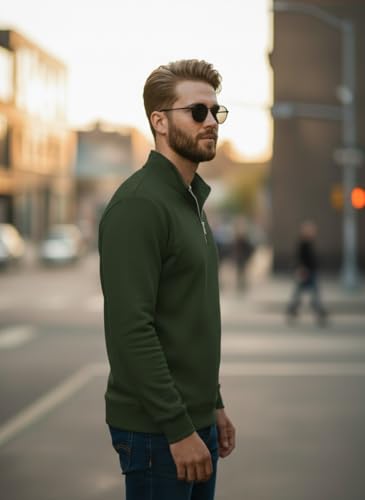 Image of Mack Jonney Men's Fleece Half-Zip High Neck Sweatshirt | Warm & Stylish Winter Wear -JM4380