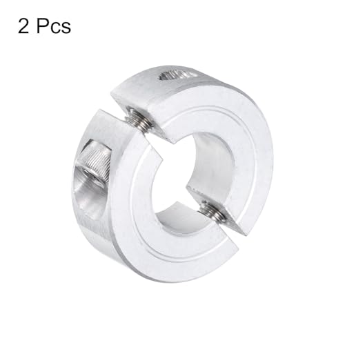 QUARKZMAN 2 Stück Doppelt geteilte Klemmring für 5/8 Welle, zweiteiliger Klemmring, 1-5/16 Außendurchmesser, 7/16 Dicke, Aluminiumlegierung mit Gewindestift geteilter Klemmring
