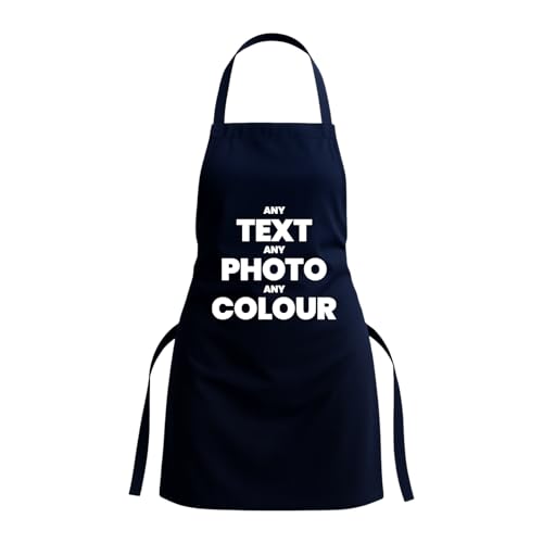Belarte Custom Apron for Adults Personalised Cooking BBQ & Craft Apron Unisex One Size Gift for Men & Women (Navy)