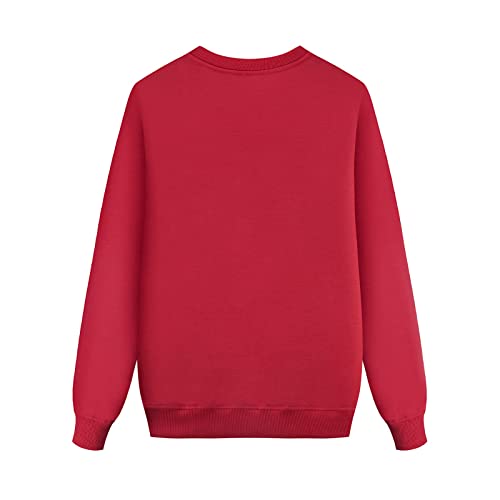 Christmas Family Matching Sweatshirt, Crewneck Long Sleeve Pullover Tops, Xmas Funny Cartoon Jumper Holiday Outfits Red3