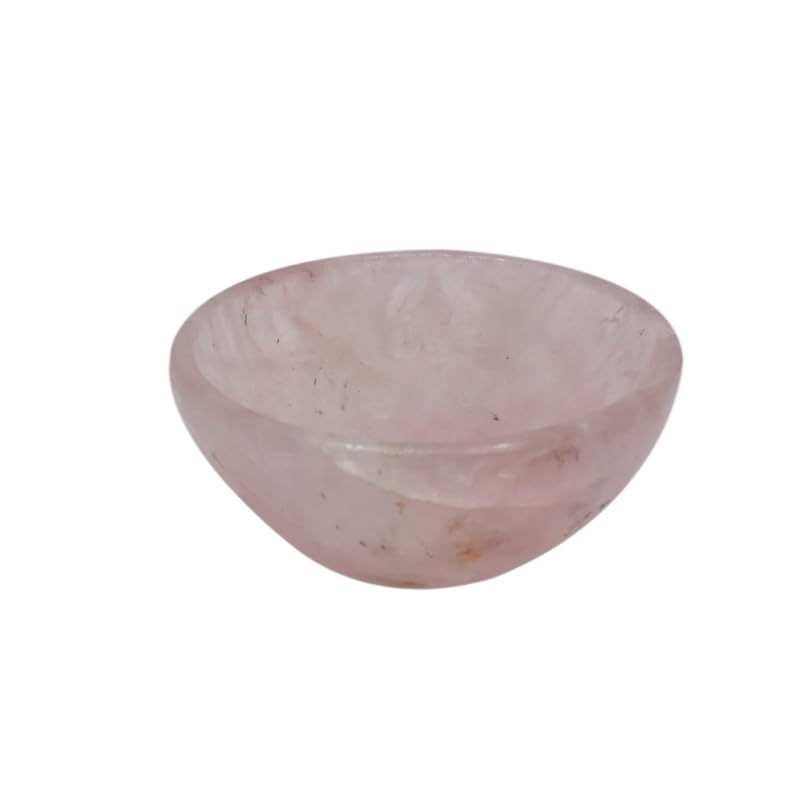 EDZZEL Rose Quartz Crystal Bowl Gemstone Bowl Hand Carved Altar Crystal Bowl Tray Dish Home Decor - 3 Inche