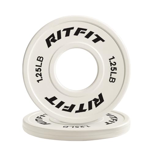 RitFit Placas de peso de goma fraccionadas, placas de parachoques de colores para entrenamiento de fuerza inicial y sobrecarga progresiva, par y juegos (beige 1.25 libras x 2)