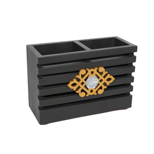 Image of Decorative Embossed Design Pencil and Pen Stand | Desk Organizer for Stationery Storage | Suitable for Office Desk, Study Table, Home and Workspace Use (Design 14)