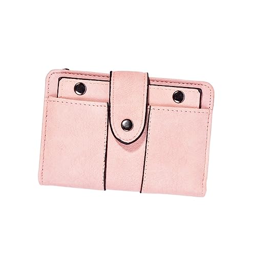 SAFIGLE Fashionable Women's Small Wallet Short Storage Purse for Lady Rfid Zipper Buckle Design Pu Material Many Slots Easy to Organize Money Cards Compact Portable Pink