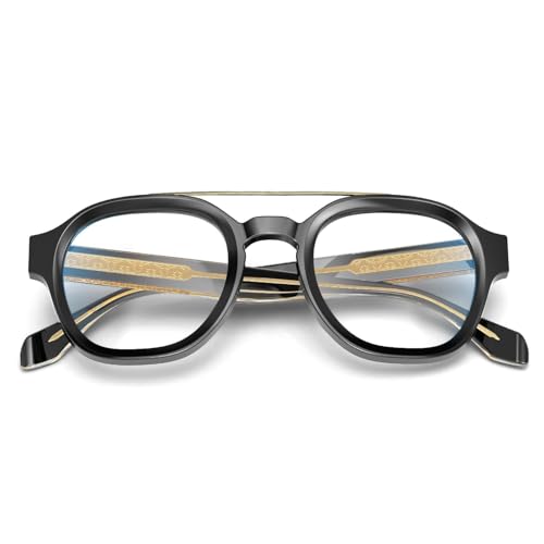 Image of VISOONE Retro Round Anti Eyestrain Metal Medium Eyewear Blue Light Blocking Glasses for Computer Gaming Women Man SANFORD