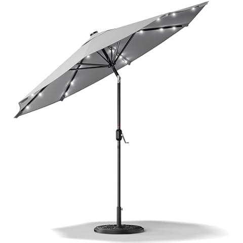 XEMQENER 3M Garden Parasol with Solar Lights Cover