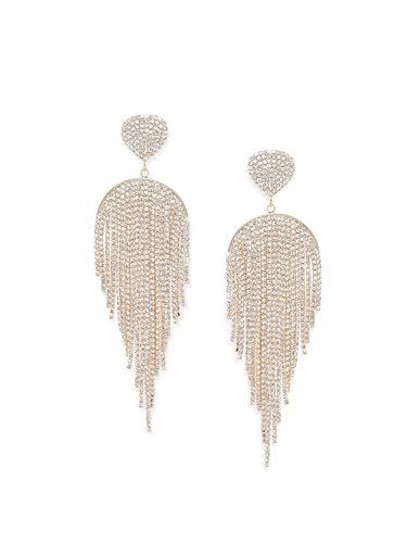 Image of Rubans Long Dangler Earrings Crystal & American Diamond Zirconia Jewellery Gift for Women & Girls