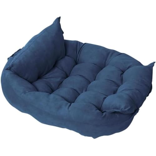 Angoda ペットベッド 洗えるソファー 折りたたみマット 通気性クッション 多機能ベッド 防水加工 滑り止め底面 取り外しカバー 小型犬 中型犬 大型犬 猫用 春夏秋冬 室内用 (ダークブルー,XL)
