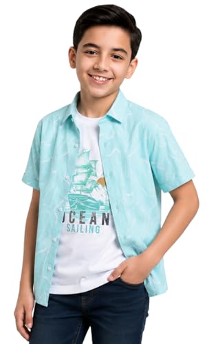 Image of CAVIO Boys Printed Shirt and T-Shirt Regular Fit Casual Half Sleeve