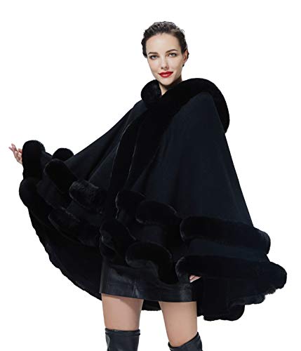 BEAUTELICATE Kunstpelz Umhang Poncho Damen Stola Braut Cape Mit Kapuze Für...
