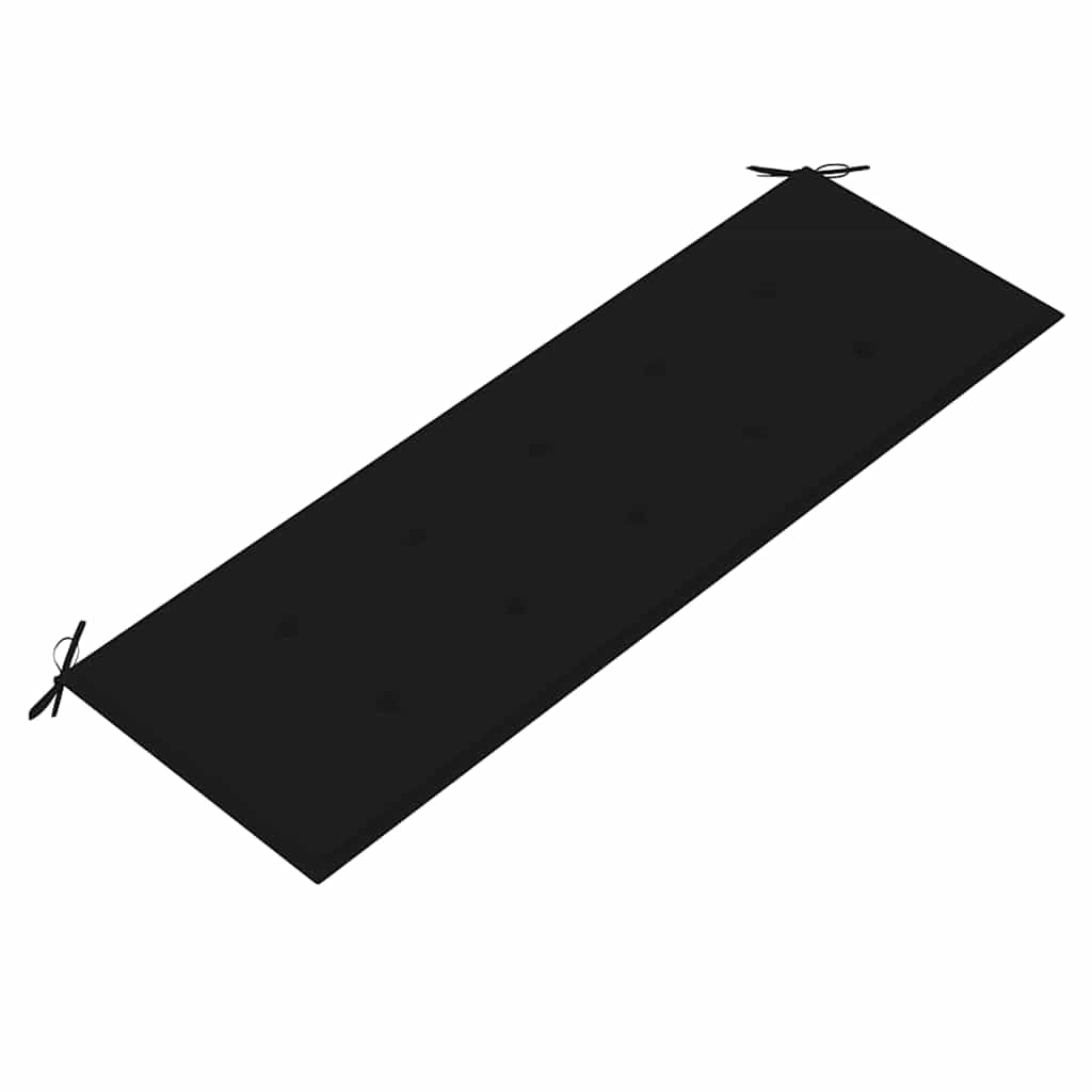 Batavia ławka ogrodowa z litego drewna tekowego z czarną poduszką 150 cm, odporna na warunki atmosferyczne, ławka do siedzenia z oparciem i podłokietnikami, stabilna drewniana ławka na taras